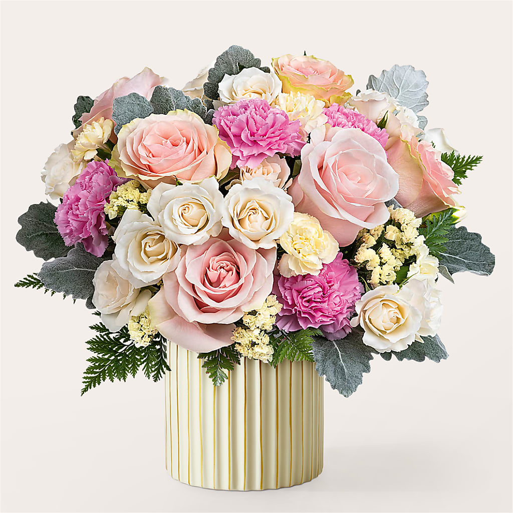 Blissful Moments Bouquet with Ivory Vase – Marcela Floral Design, Sunrise FL