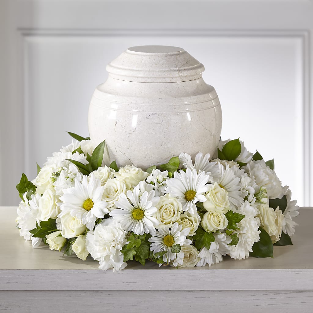 Ivory Gardens Cremation Adornment – Marcela Floral Design, Sunrise FL