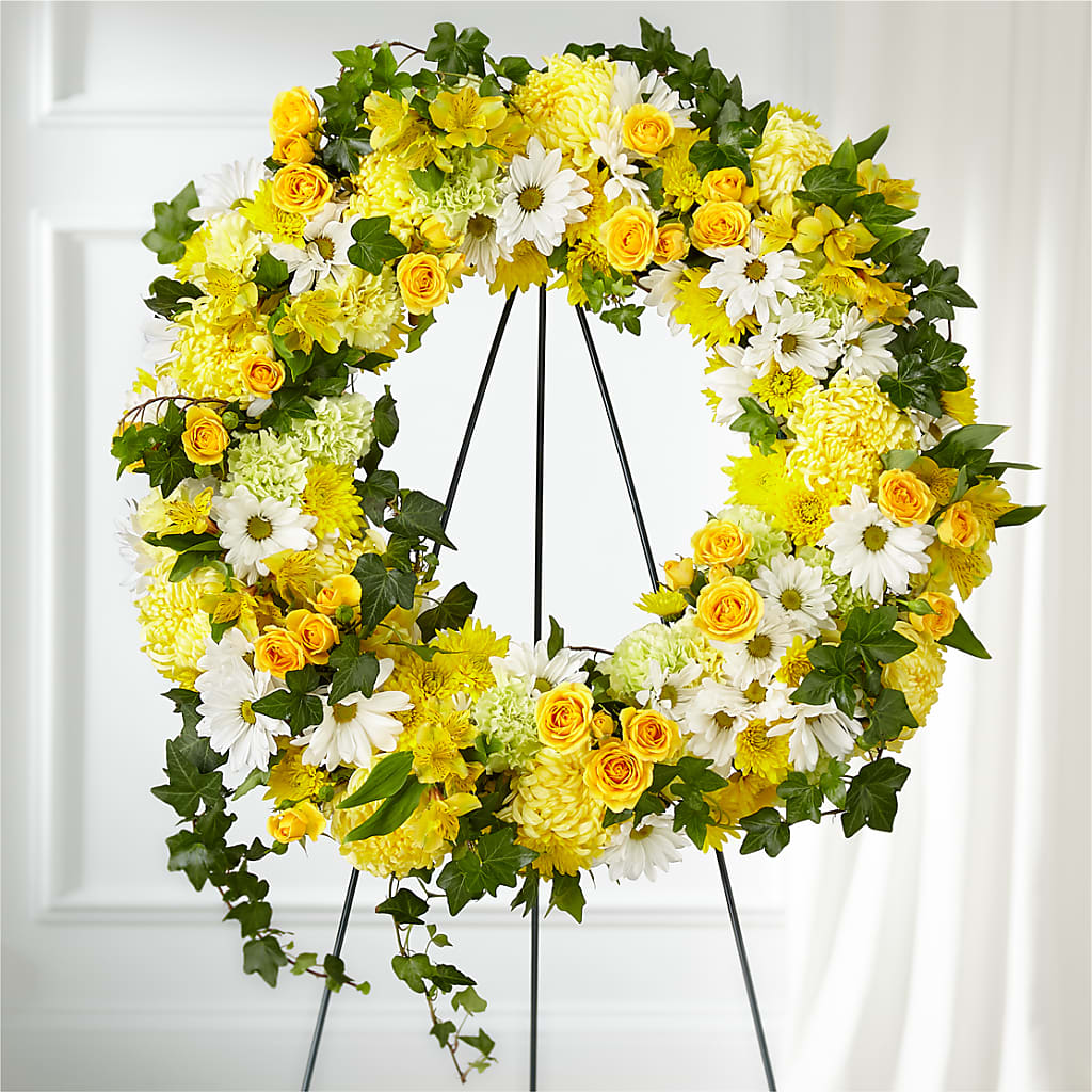 Golden Remembrance Wreath – Marcela Floral Design, Sunrise FL