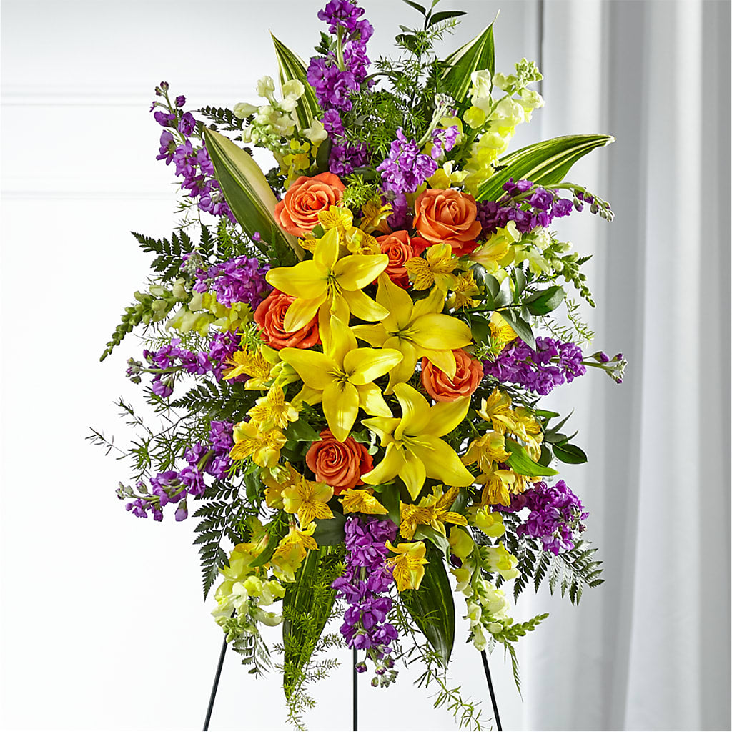 Thoughtful Prayers Standing Spray – Marcela Floral Design, Sunrise FL