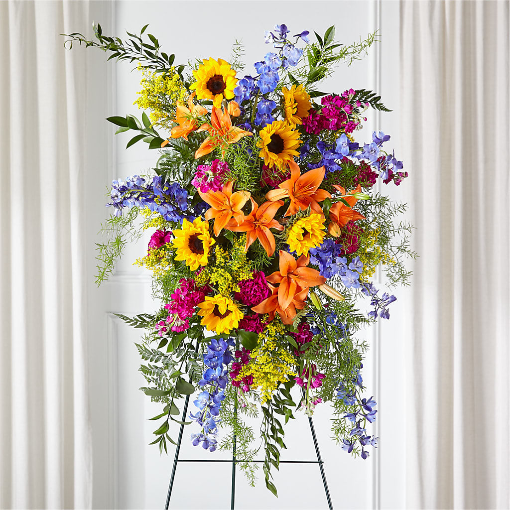 Sunlit Memories Standing Spray (Standard) – Marcela Floral Design, Sunrise FL