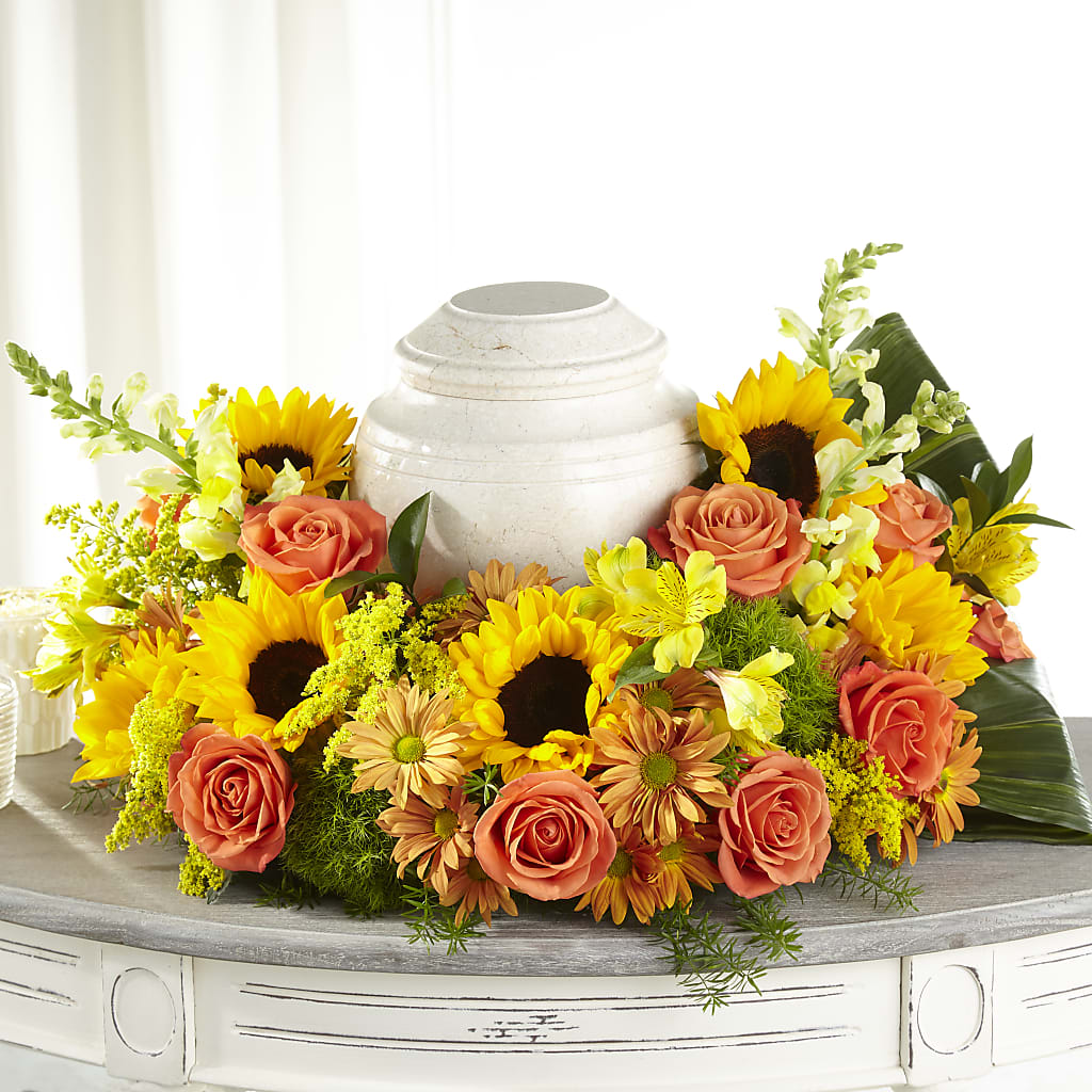 Faithful Sunflower Cremation Adornment – Marcela Floral Design, Sunrise FL