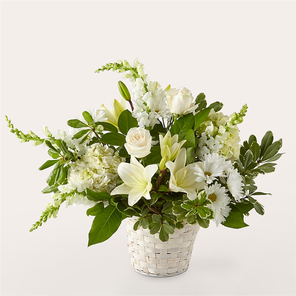 Ivory Elegance Floral Basket – Marcela Floral Design, Sunrise FL