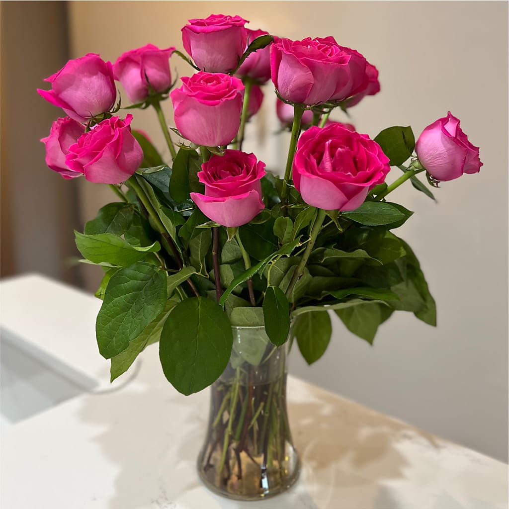 Long Stem Pink Rose Bouquet –  Marcela Floral Design, Sunrise FL