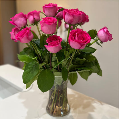 Long Stem Pink Rose Bouquet –  Marcela Floral Design, Sunrise FL
