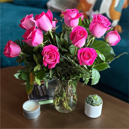 Long Stem Pink Rose Bouquet –  Marcela Floral Design, Sunrise FL