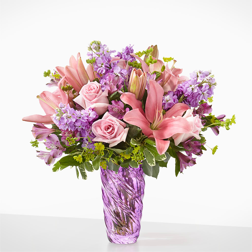 Precious Petals Bouquet with Luxe Swirl Vase –  Marcela Floral Design, Sunrise FL
