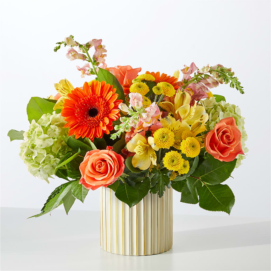 Autumn Sunshine Bouquet with Ivory Vase –  Marcela Floral Design, Sunrise FL