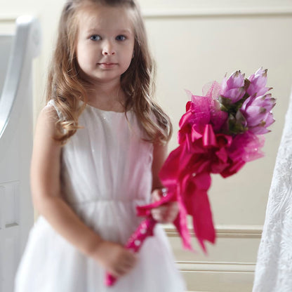 Sparkle Pink Flower Girl Bouquet –  Marcela Floral Design, Sunrise FL