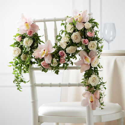 Orchid Rose Chair Décor –  Marcela Floral Design, Sunrise FL